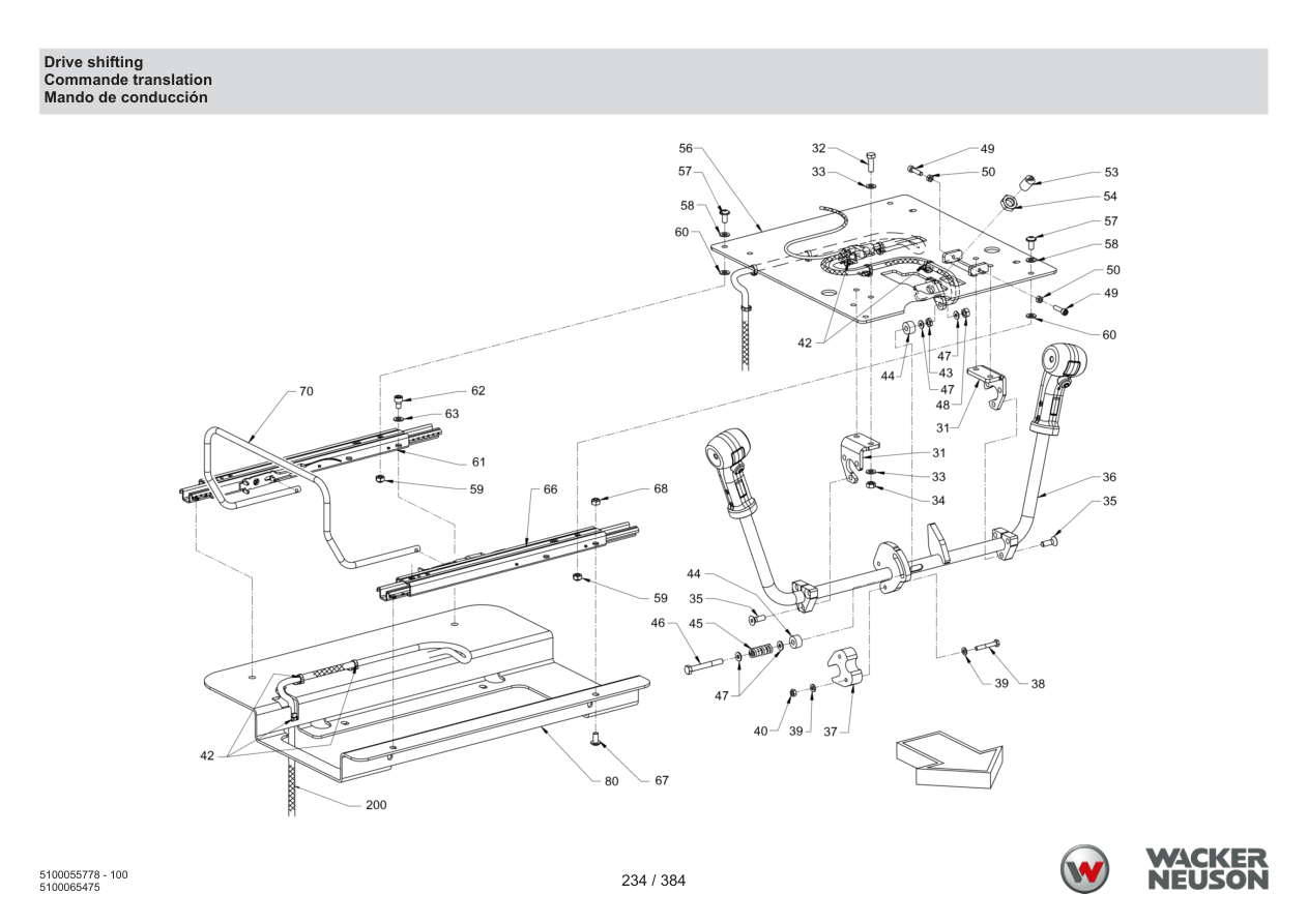 Wacker Neuson RD45-140 Roller Drive shifting parts diagram