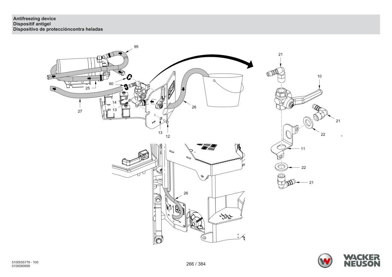 Wacker Neuson RD45-140 Roller Antifreezing device parts diagram