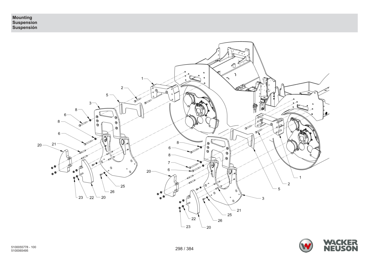 Wacker Neuson RD45-140 Roller Mounting parts diagram