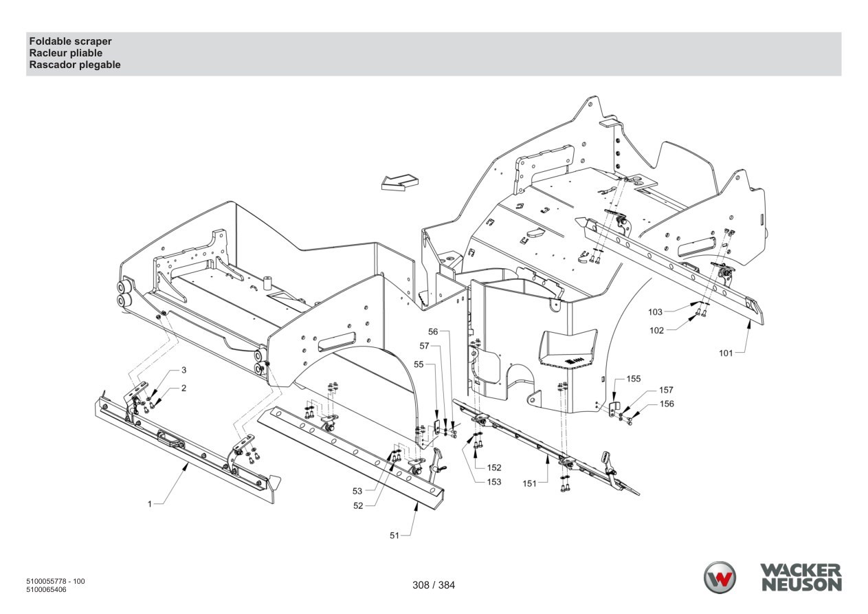 Wacker Neuson RD45-140 Roller Foldable scraper parts diagram