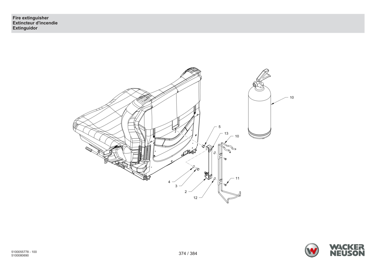 Wacker Neuson RD45-140 Roller Fire extinguisher parts diagram
