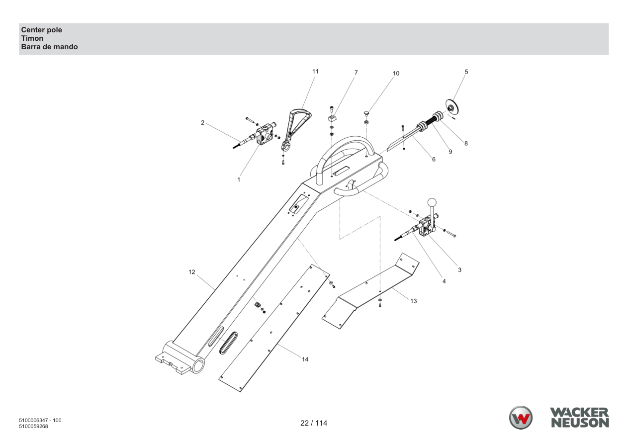 Wacker Neuson RD7 Roller Center pole parts diagram