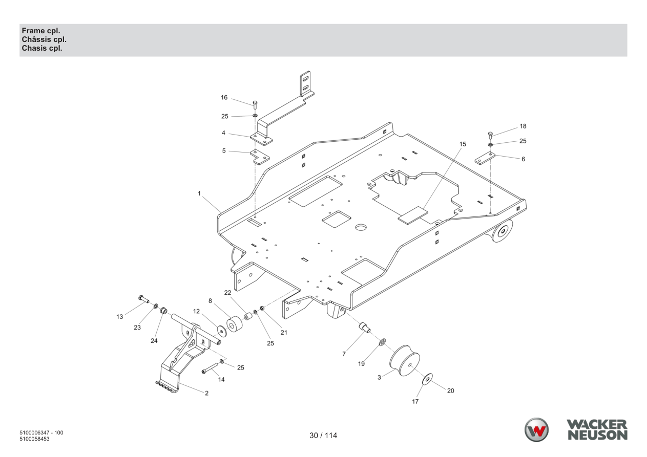 Wacker Neuson RD7 Roller Frame cpl. parts diagram