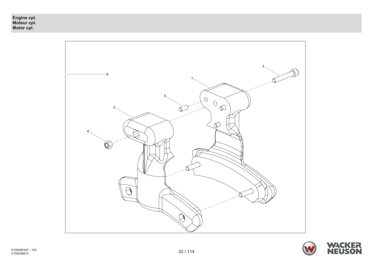 Wacker Neuson RD7 Roller Engine complete parts diagram