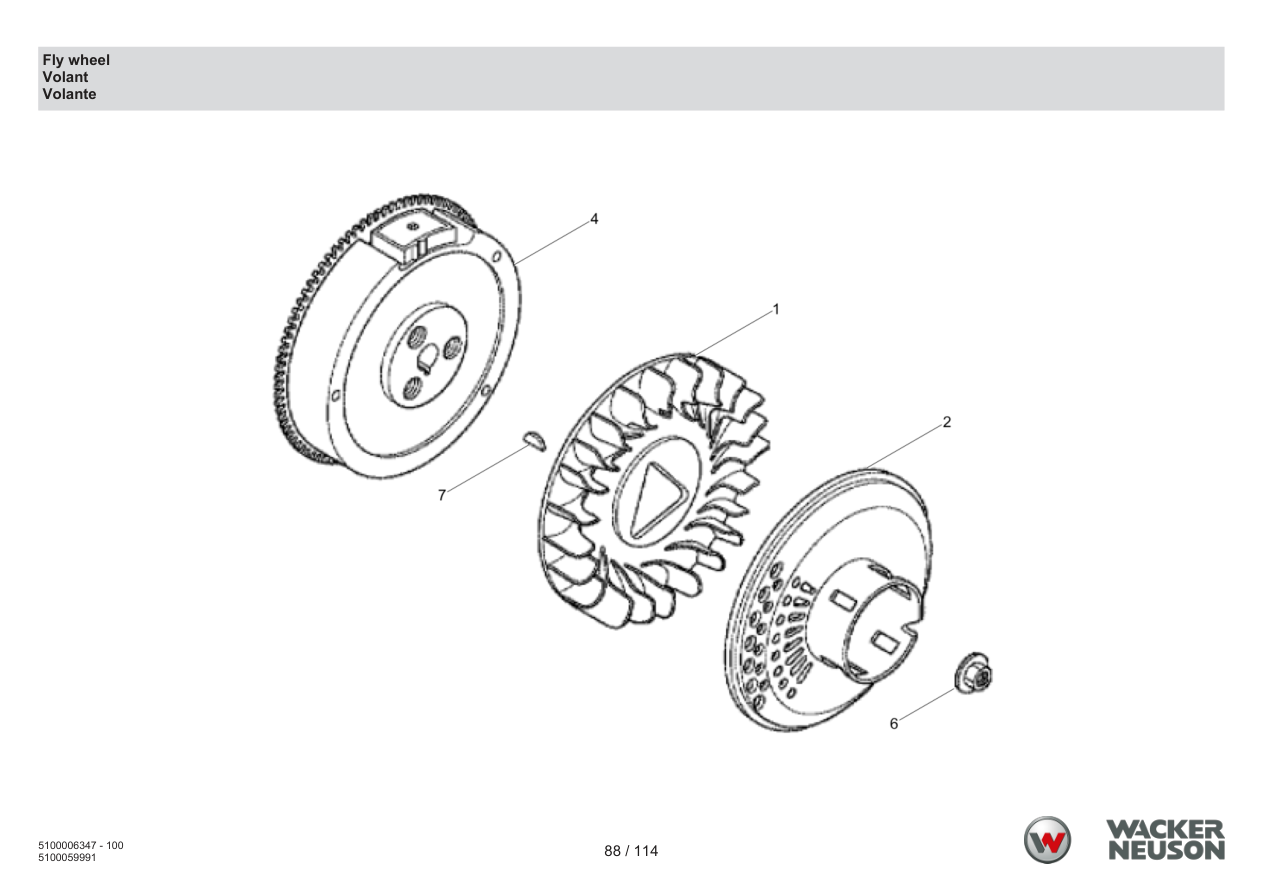 Wacker Neuson RD7 Roller Fly wheel parts diagram
