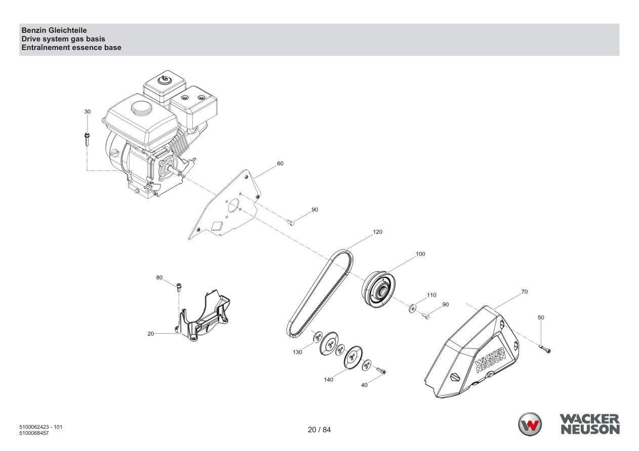 Wacker Neuson WP1550 Vibratory Plate Gasoline common parts parts diagram