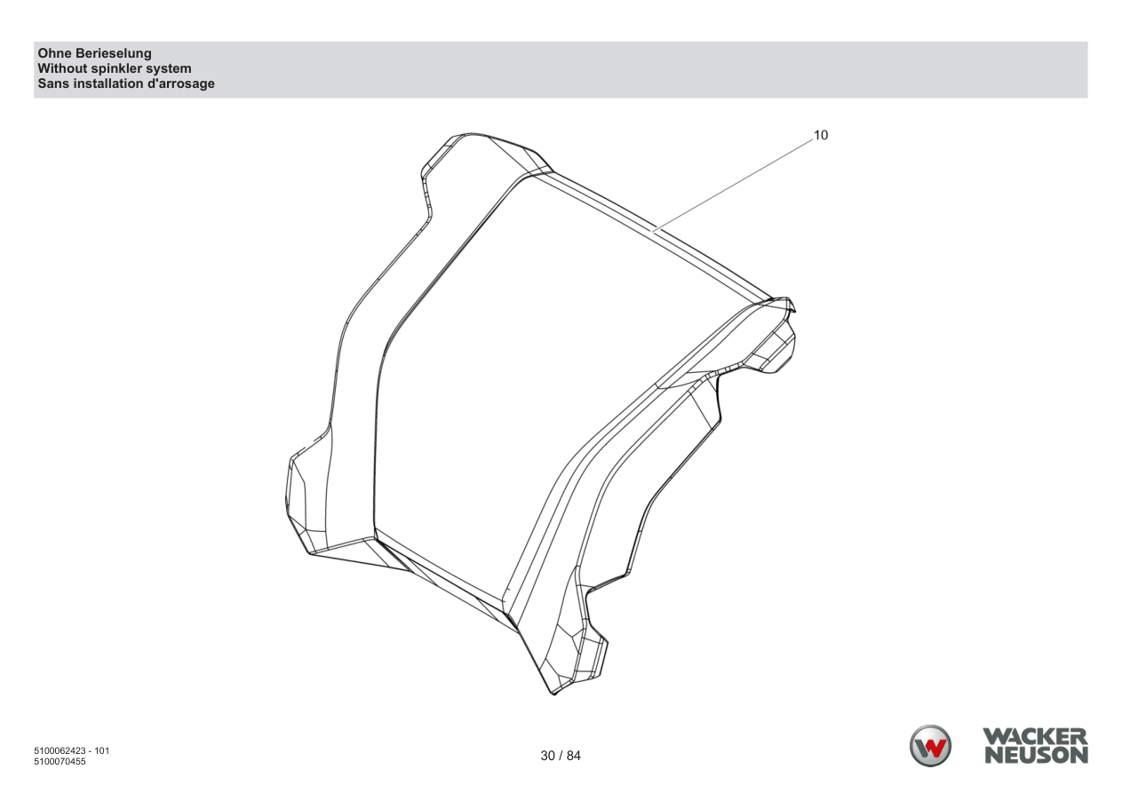 Wacker Neuson WP1550 Vibratory Plate Without sprinkling parts diagram