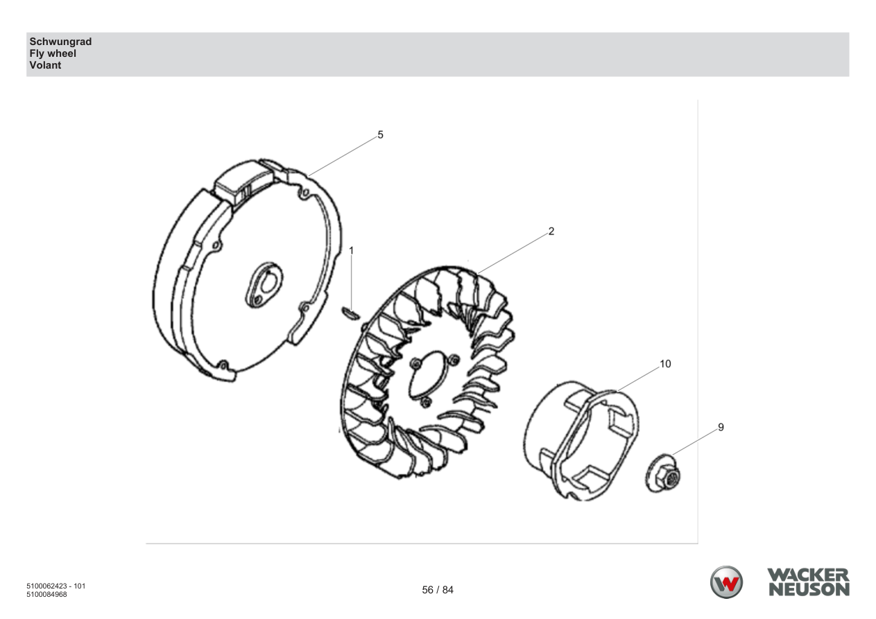 Wacker Neuson WP1550 Vibratory Plate Flywheel parts diagram