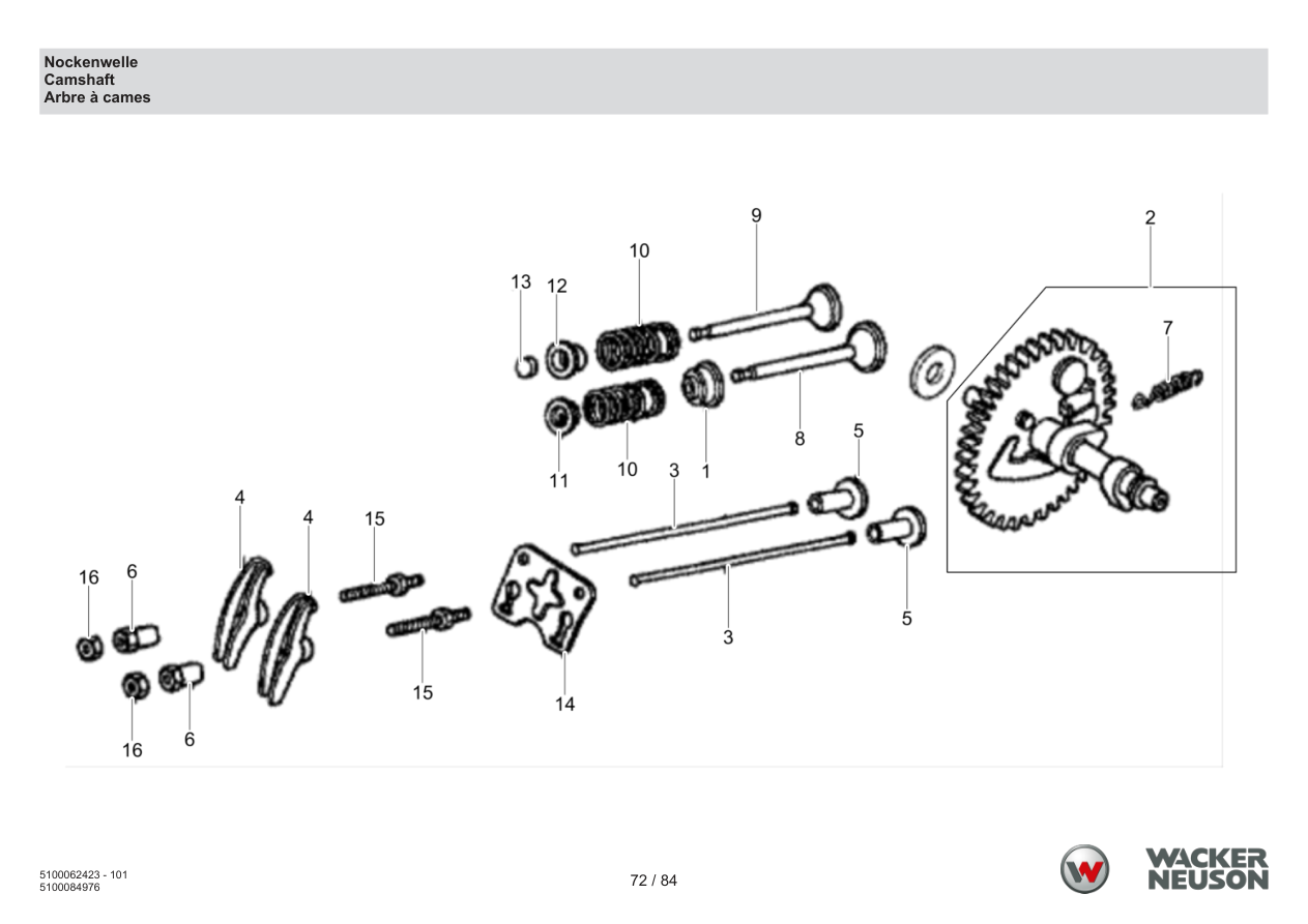 Wacker Neuson WP1550 Vibratory Plate Camshaft parts diagram