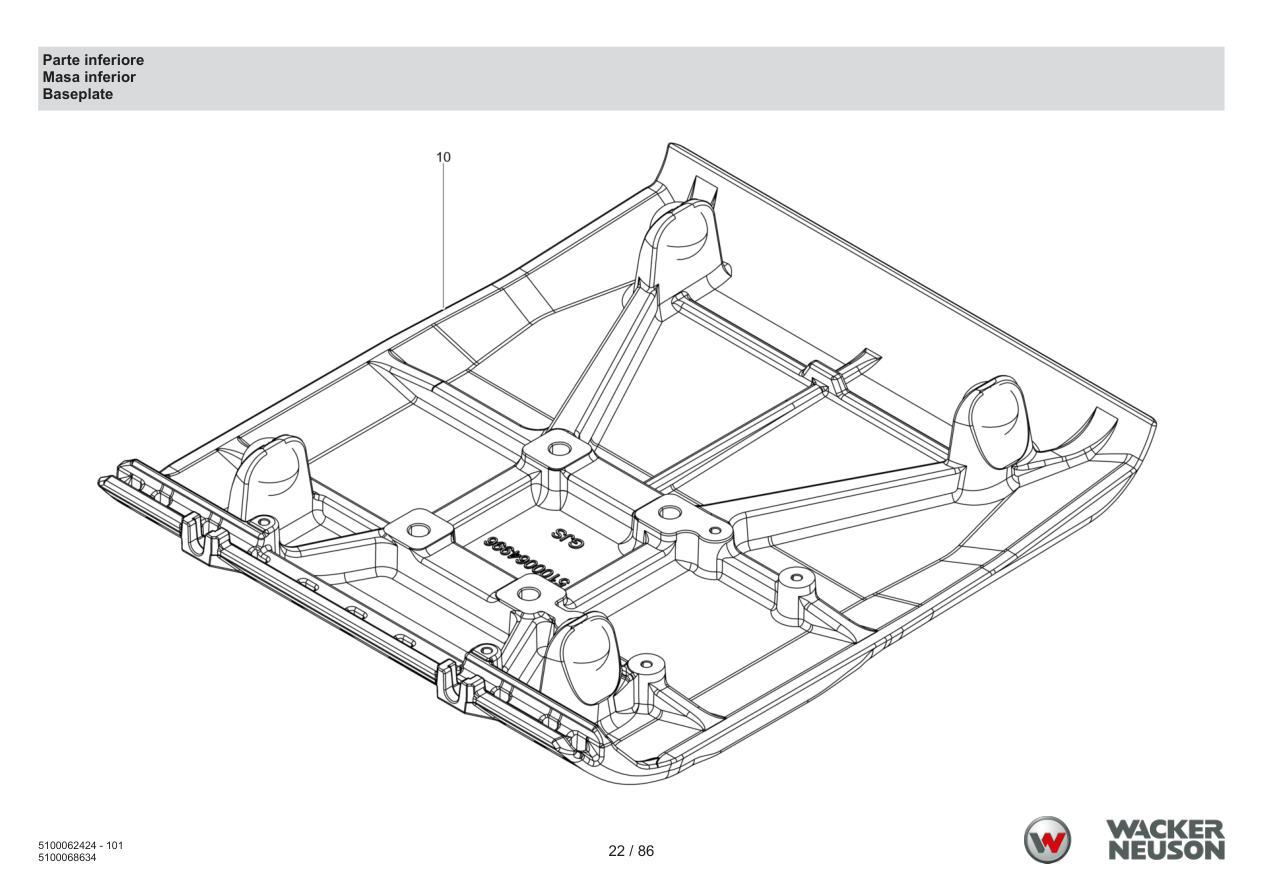 Wacker Neuson WP1550 Vibratory Plate Lower part parts diagram