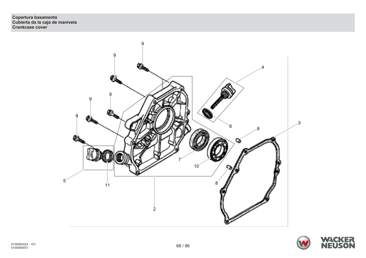 Wacker Neuson WP1550 Vibratory Plate Base cover parts diagram