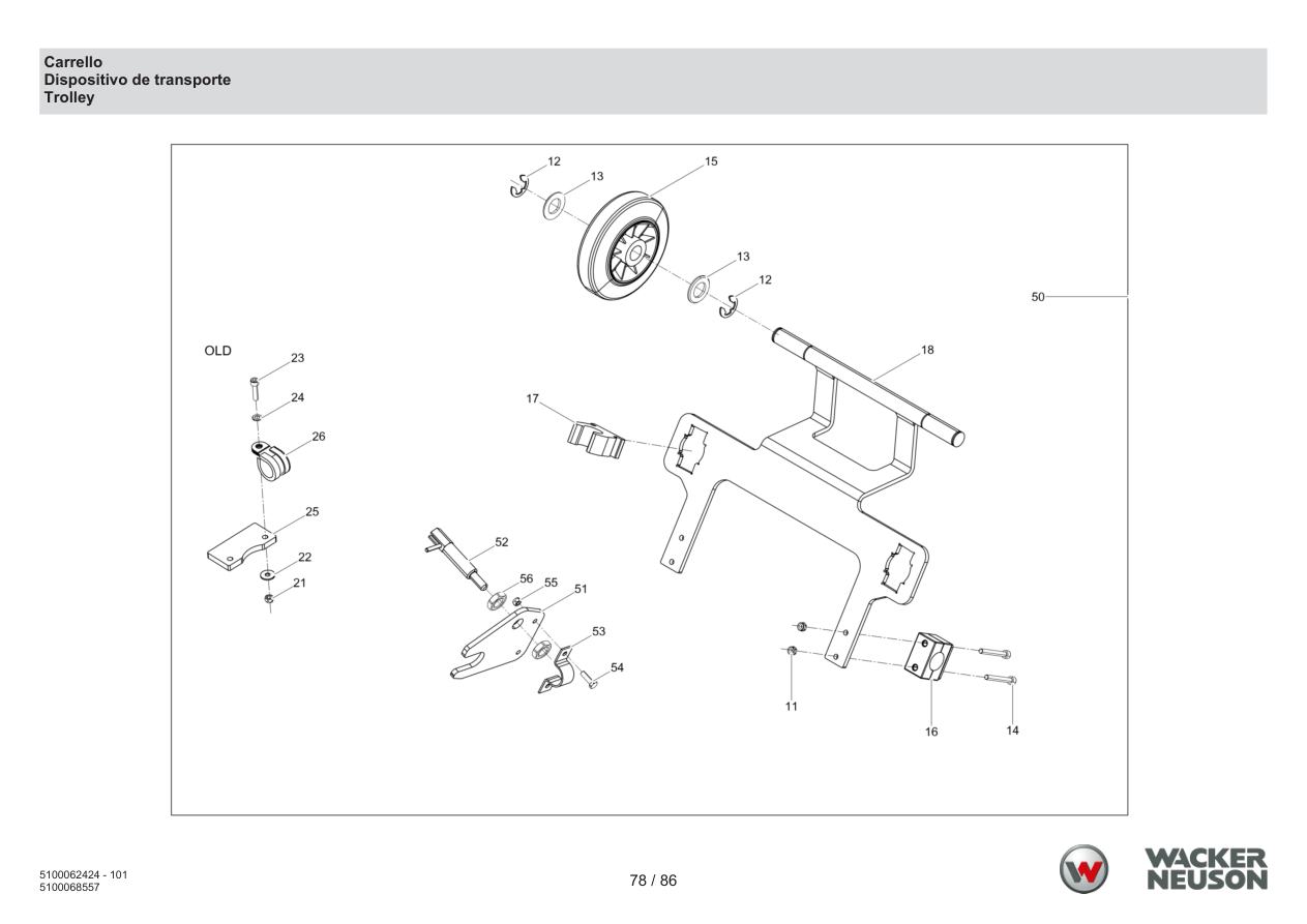 Wacker Neuson WP1550 Vibratory Plate Undercarriage parts diagram