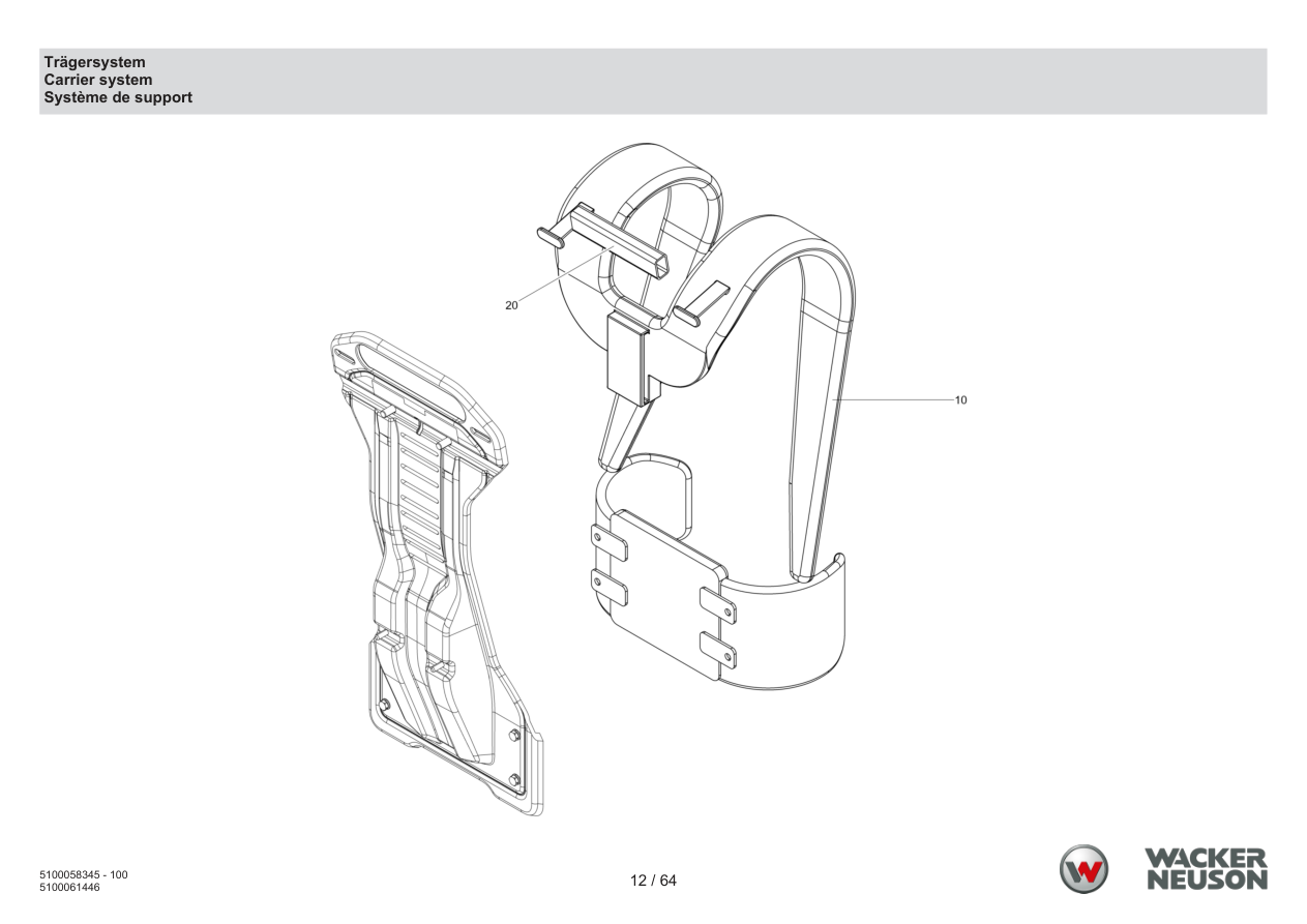 Wacker Neuson ACBe Internal Vibrator Carrier system parts diagram