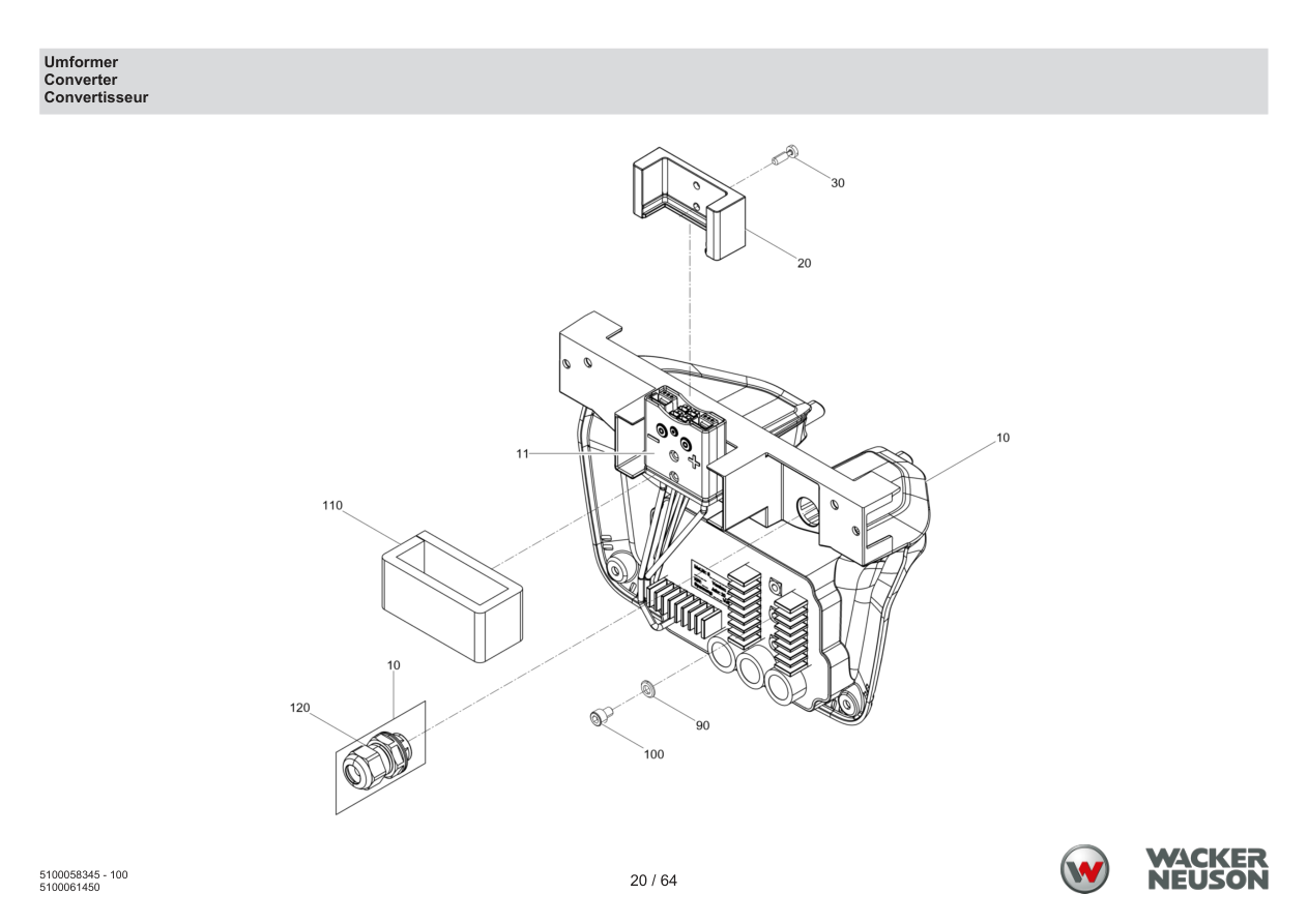 Wacker Neuson ACBe Internal Vibrator Converter parts diagram