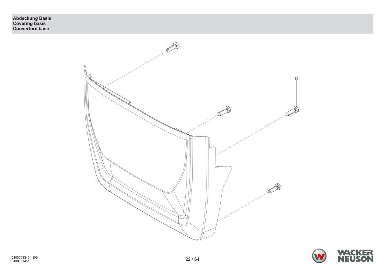 Wacker Neuson ACBe Internal Vibrator Covering basis parts diagram