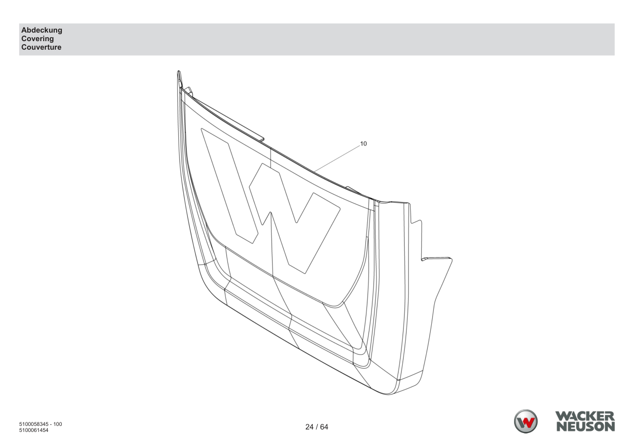 Wacker Neuson ACBe Internal Vibrator Covering parts diagram