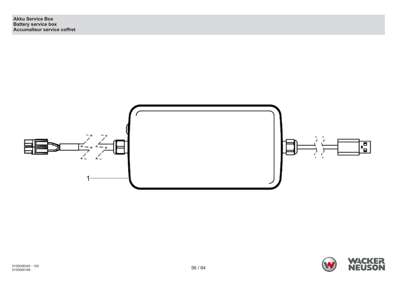 Wacker Neuson ACBe Internal Vibrator Battery service box parts diagram