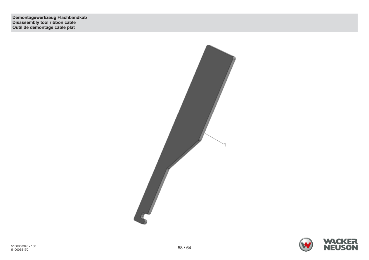 Wacker Neuson ACBe Internal Vibrator Disassembly tool ribbon cable parts diagram