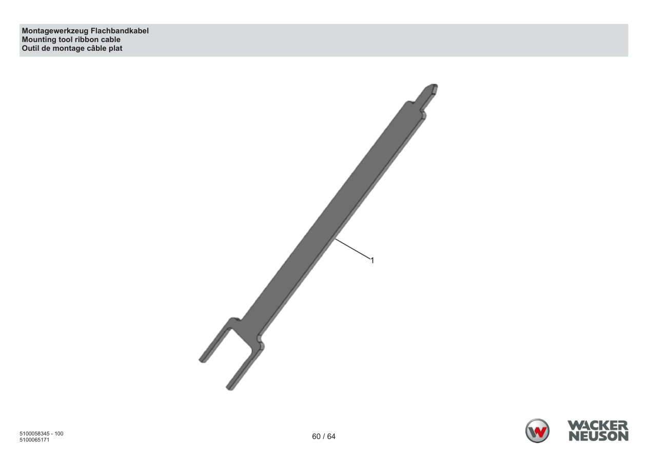 Wacker Neuson ACBe Internal Vibrator Assembly tool flat ribbon cable parts diagram