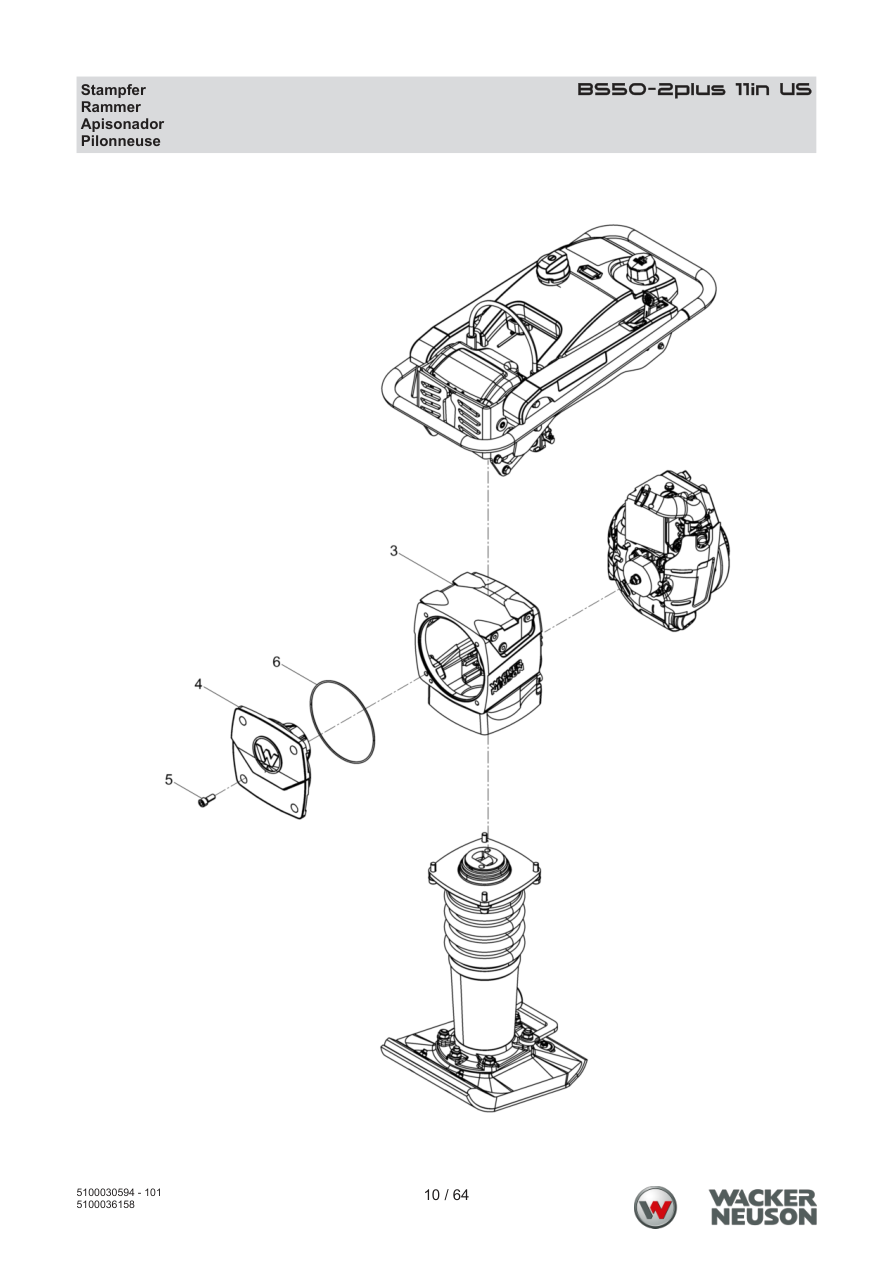 Wacker Neuson BS50-2 Vibratory Rammer Rammer parts diagram