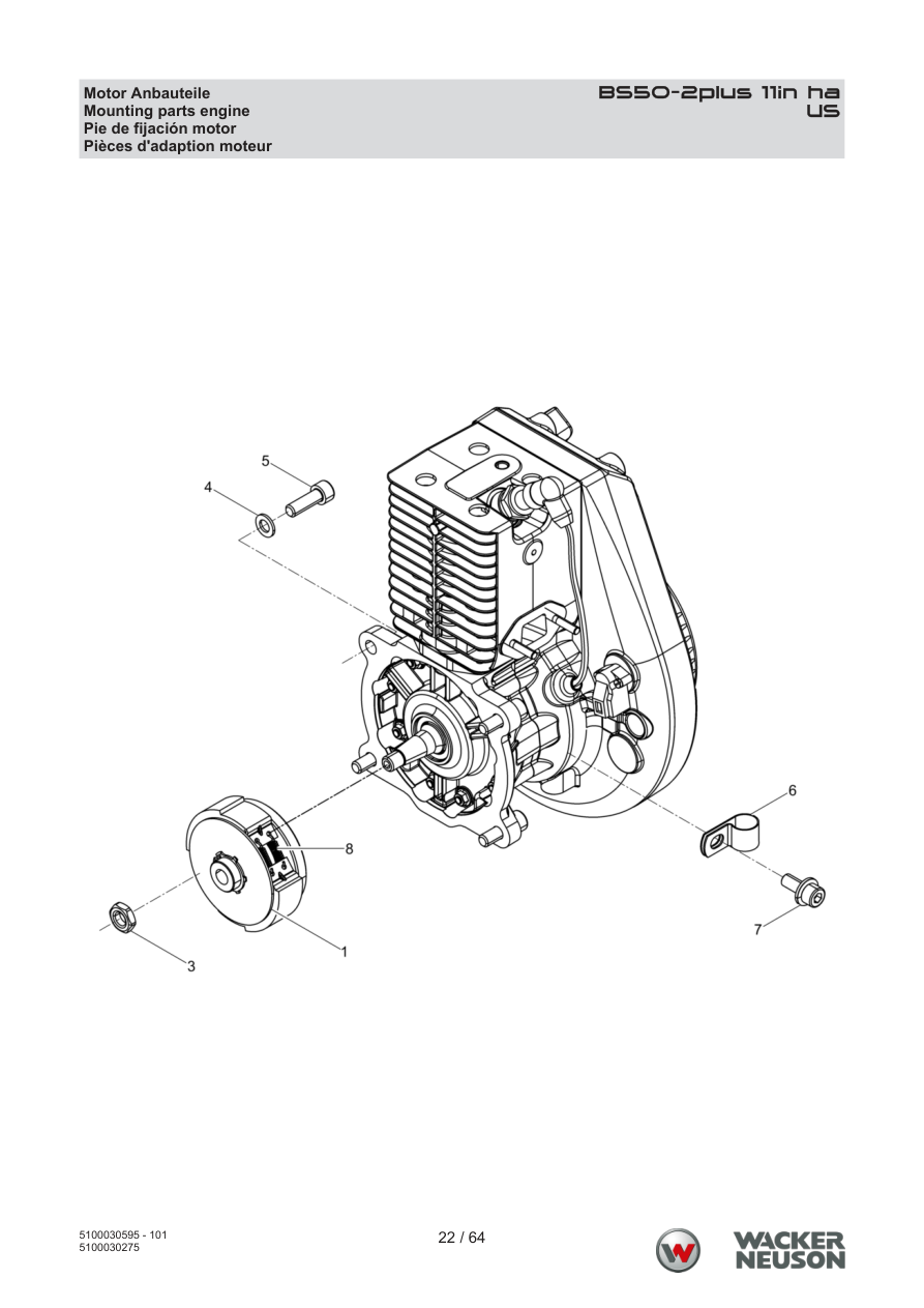 Wacker Neuson BS50-2 Vibratory Rammer BS50-2plus 11in ha Engine attachments parts diagram