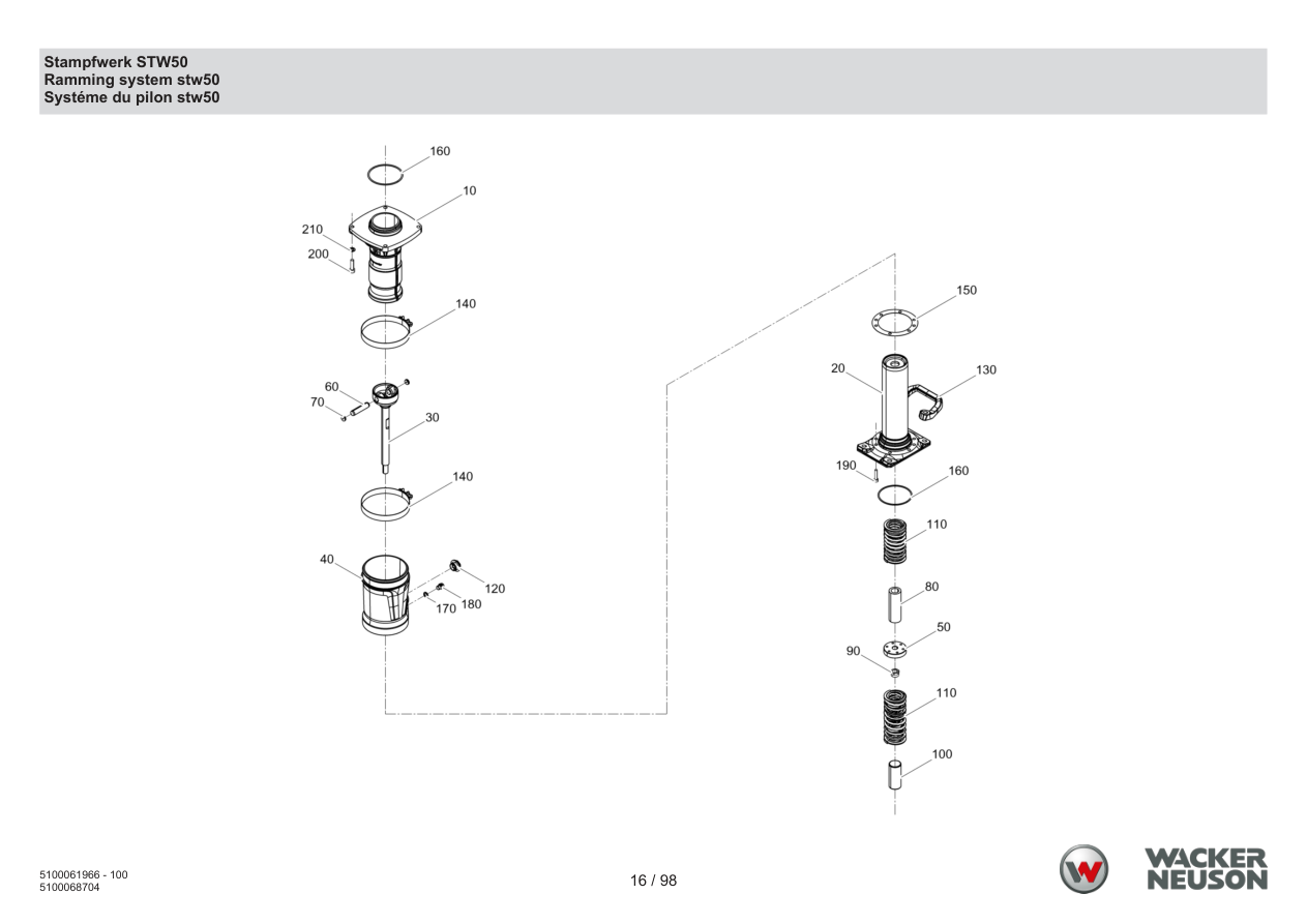 Wacker Neuson BS62-4 Vibratory Rammer Tamper unit STW50 parts diagram