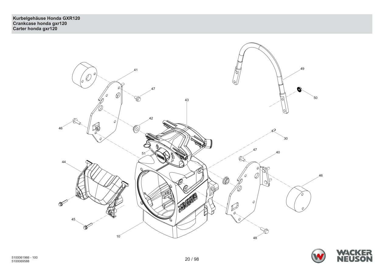 Wacker Neuson BS62-4 Vibratory Rammer Crankcase honda gxr120 parts diagram