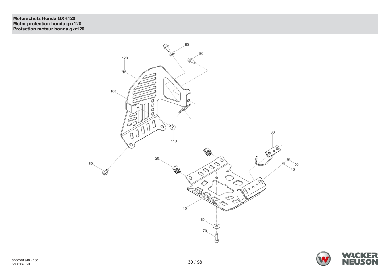 Wacker Neuson BS62-4 Vibratory Rammer Motor protection honda gxr120 parts diagram