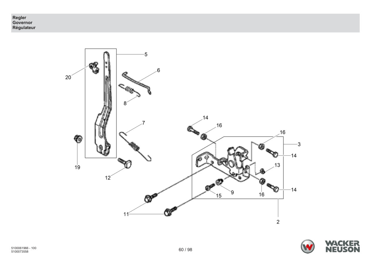 Wacker Neuson BS62-4 Vibratory Rammer Regulator parts diagram