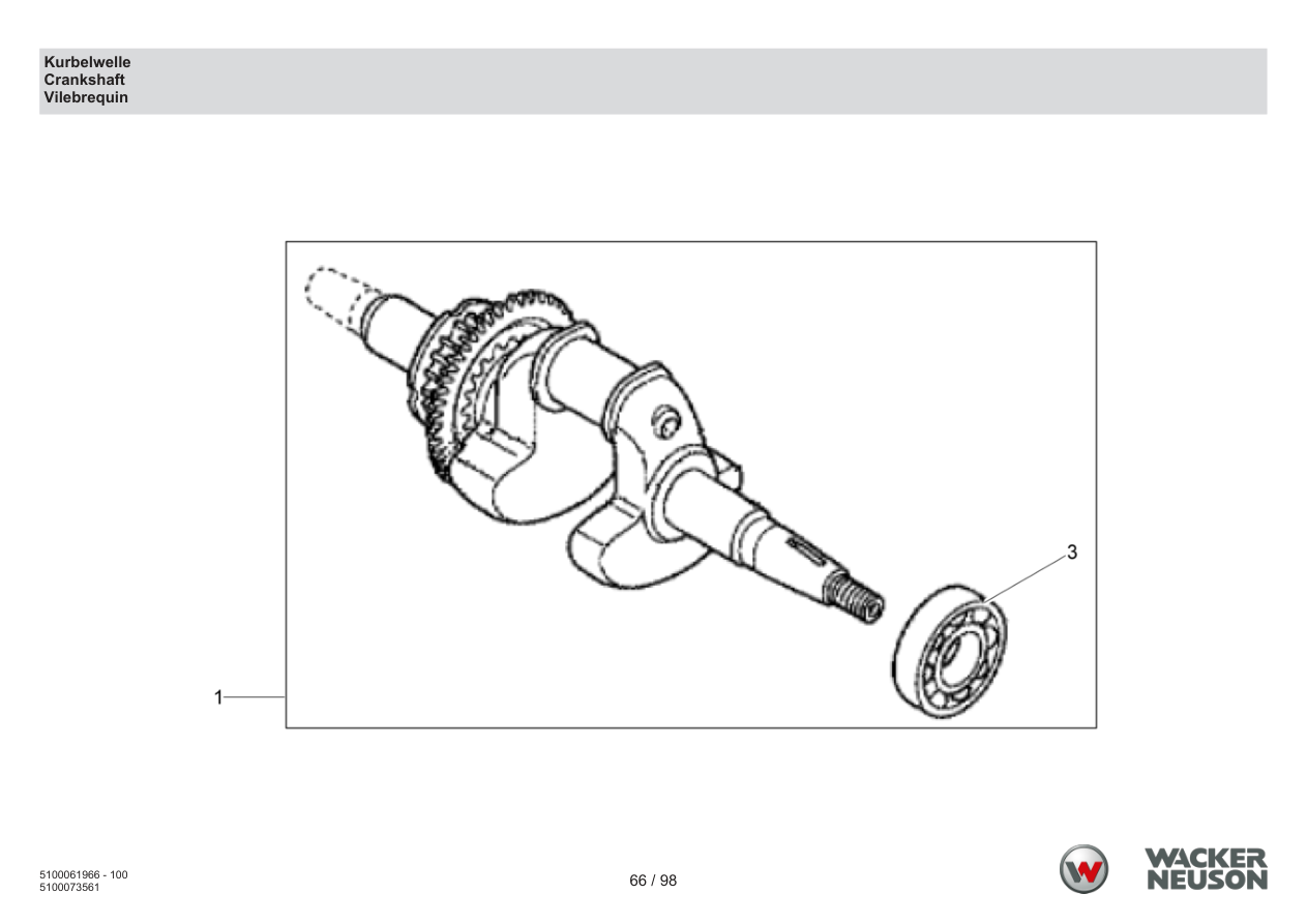 Wacker Neuson BS62-4 Vibratory Rammer Crankshaft parts diagram