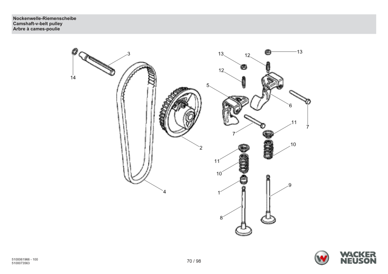 Wacker Neuson BS62-4 Vibratory Rammer Camshaft-Pulley parts diagram