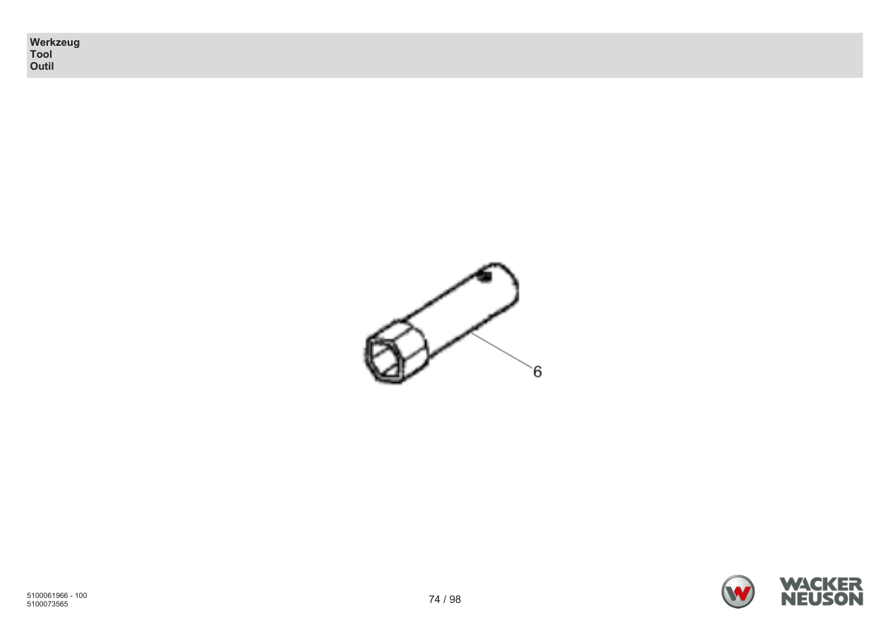 Wacker Neuson BS62-4 Vibratory Rammer Tool parts diagram