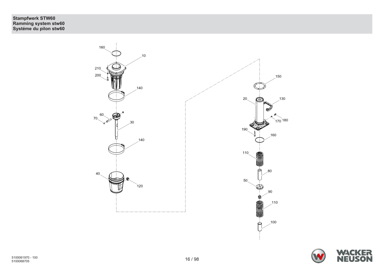 Wacker Neuson BS68-4 Vibratory Rammer Tamper unit STW60 parts diagram