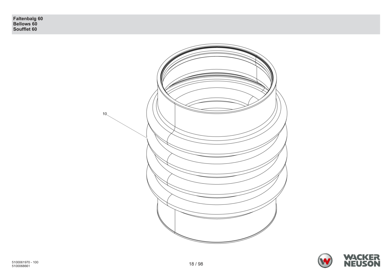 Wacker Neuson BS68-4 Vibratory Rammer Bellows 60 parts diagram