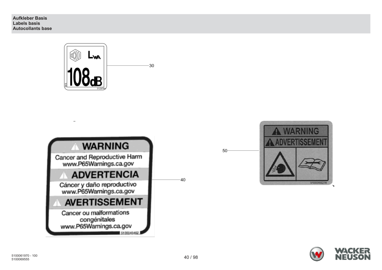 Wacker Neuson BS68-4 Vibratory Rammer Decal base parts diagram