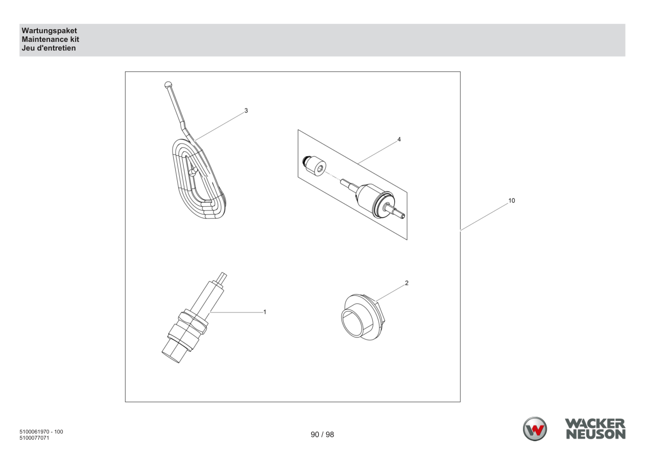 Wacker Neuson BS68-4 Vibratory Rammer Maintenance kit parts diagram