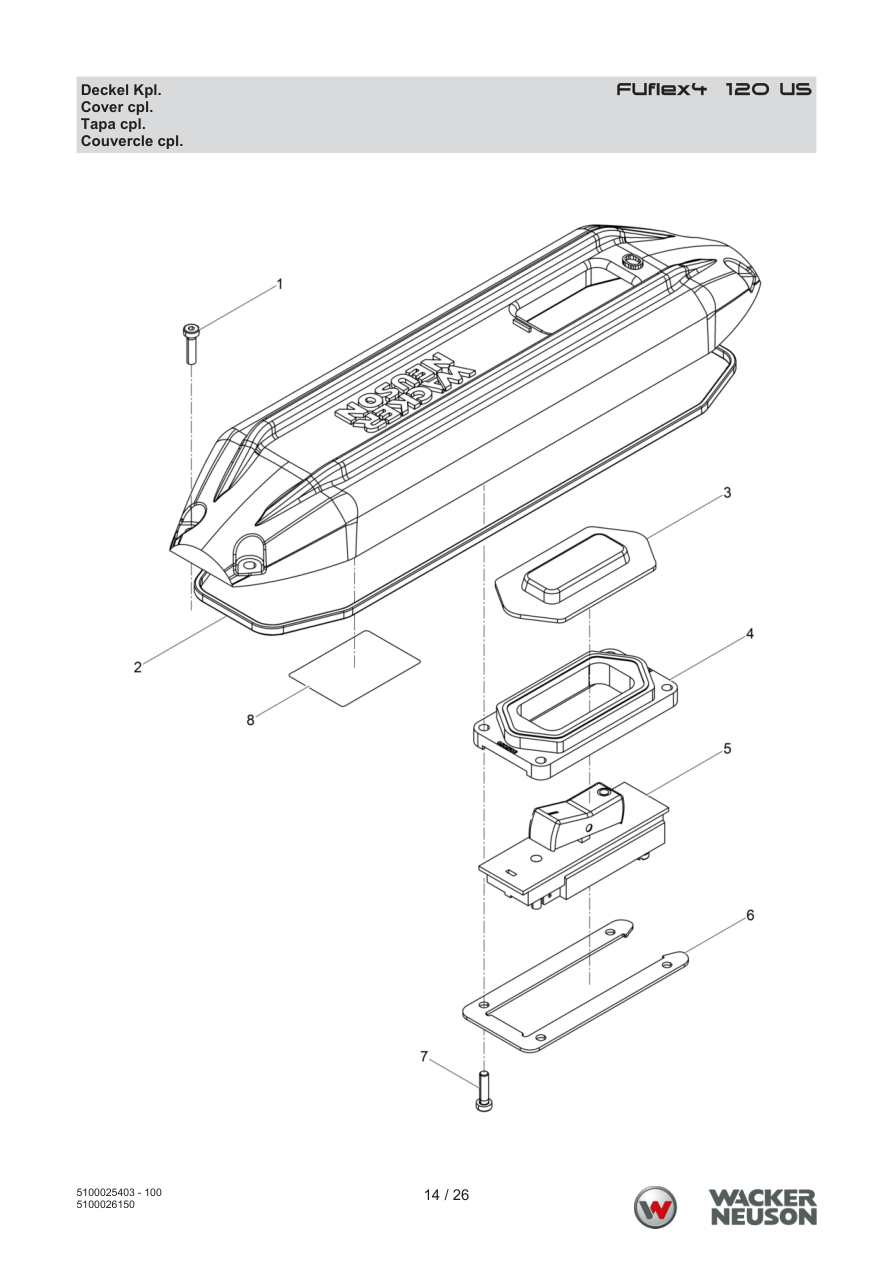 Wacker Neuson FUflex4 Frequency Converter Cover cpl. parts diagram