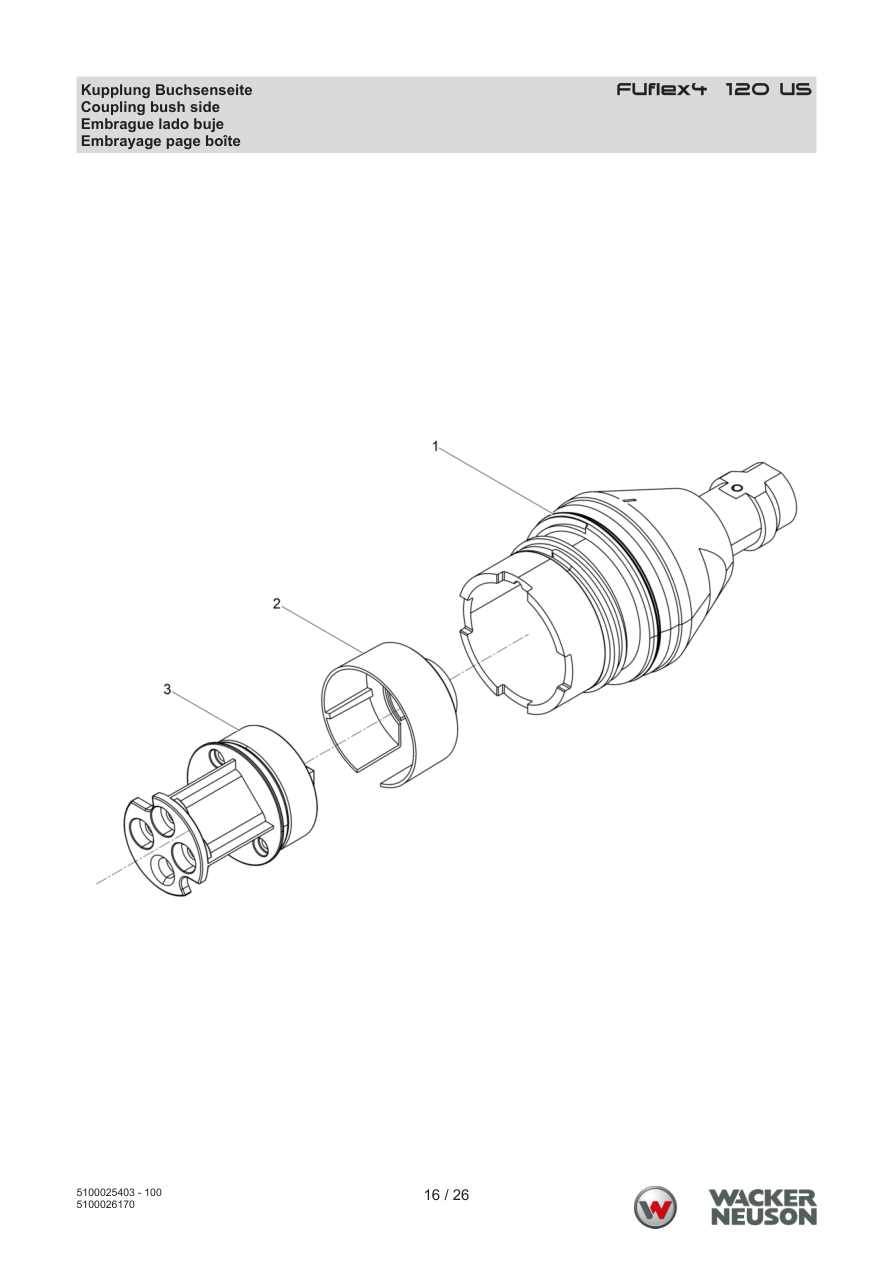 Wacker Neuson FUflex4 Frequency Converter FUflex4_120 US Coupling Socket Side parts diagram