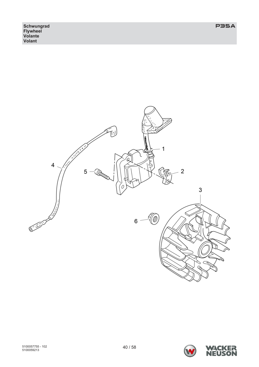 Wacker Neuson P35 Vibratory Screed P35A Flywheel parts diagram