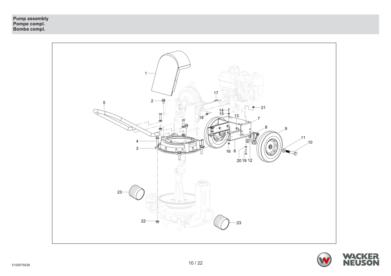 Wacker Neuson PDT2 Trash Pump Pump assembly parts diagram