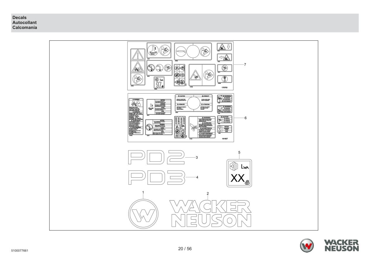 Wacker Neuson PDT3 Trash Pump Decals parts diagram