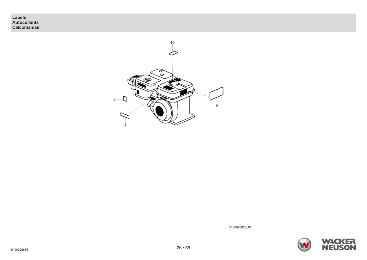 Wacker Neuson PDT3 Trash Pump Labels parts diagram