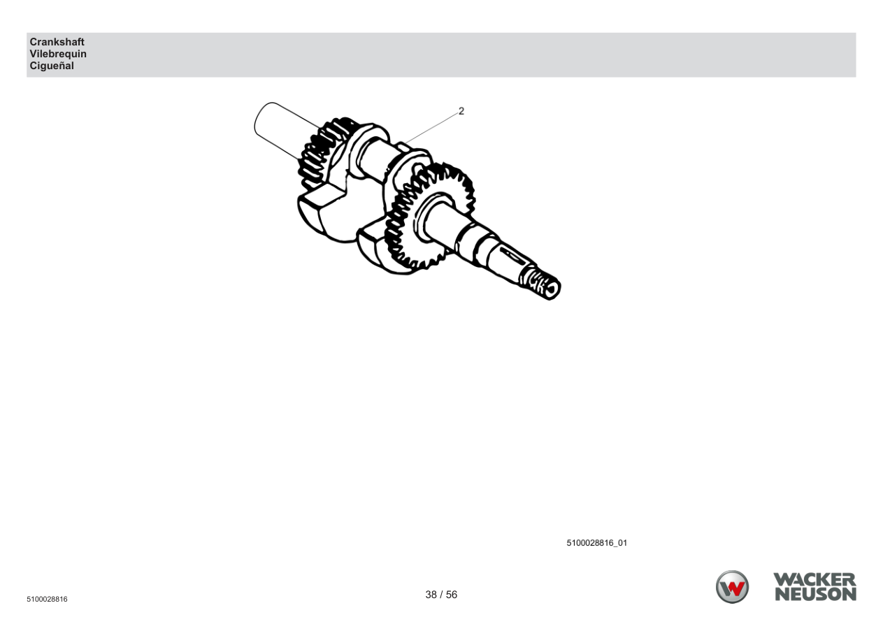 Wacker Neuson PDT3 Trash Pump Crankshaft parts diagram