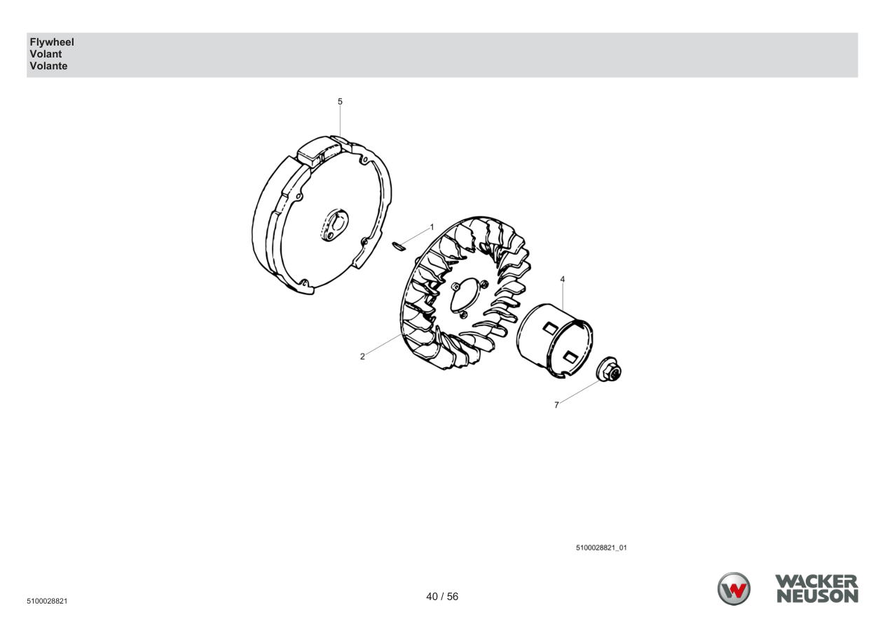 Wacker Neuson PDT3 Trash Pump Flywheel parts diagram