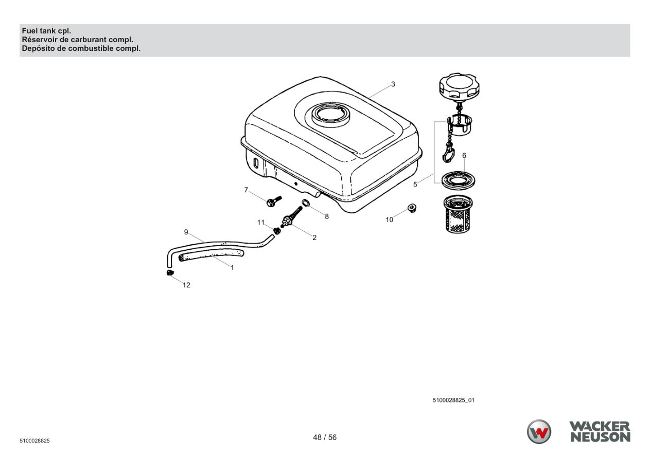 Wacker Neuson PDT3 Trash Pump Fuel tank cpl. parts diagram