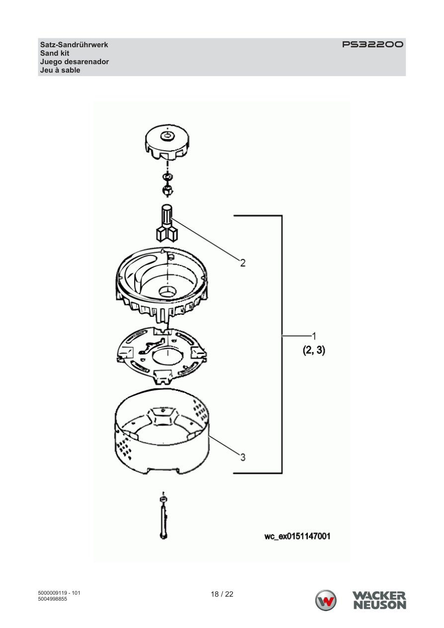 Wacker Neuson PS3-2200 Trash Pump Sand kit parts diagram