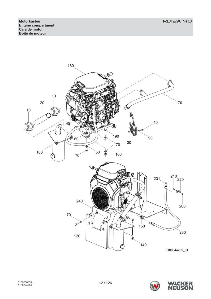 Wacker Neuson RD12 Roller RD12A-90 Motorkasten parts diagram