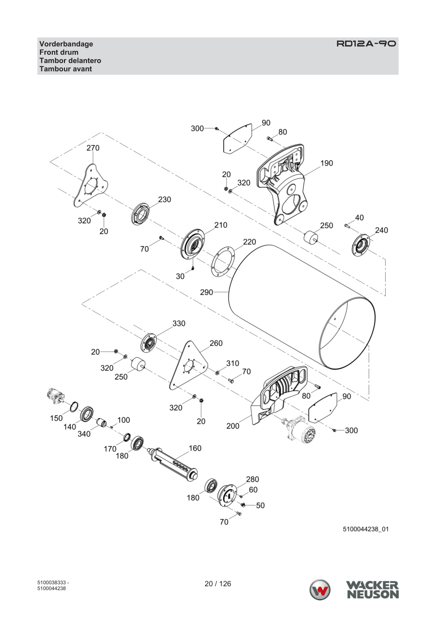 Wacker Neuson RD12 Roller RD12A-90 Vorderbandage parts diagram