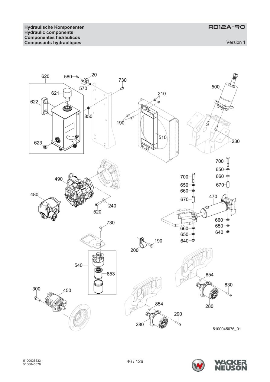 Wacker Neuson RD12 Roller RD12A-90 Hydraulische Komponenten parts diagram