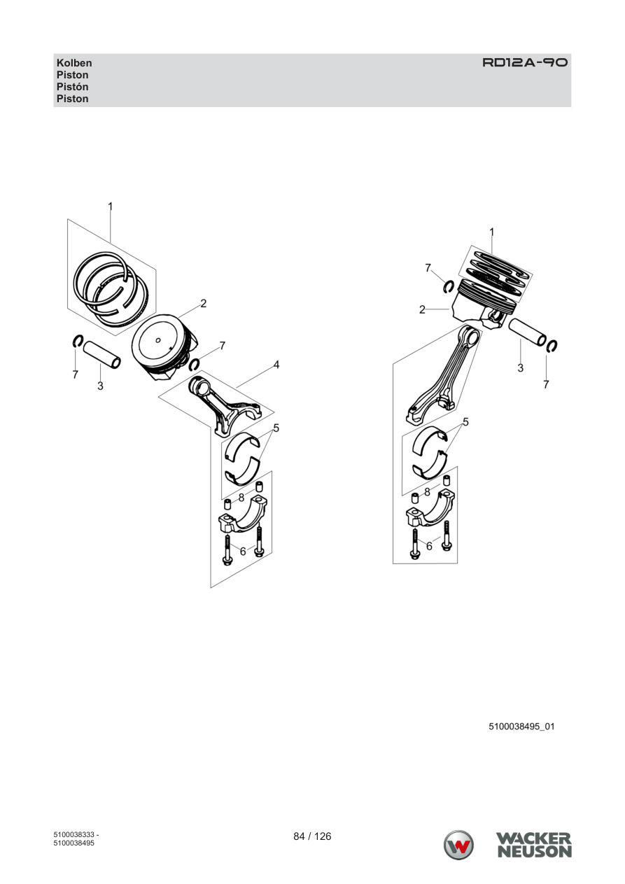 Wacker Neuson RD12 Roller RD12A-90 Kolben parts diagram